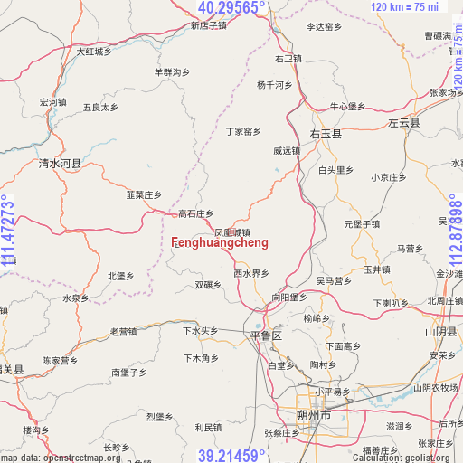 Fenghuangcheng on map