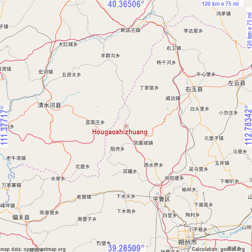 Hougaoshizhuang on map