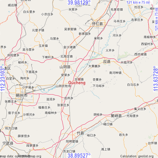 Gucheng on map