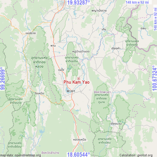 Phu Kam Yao on map