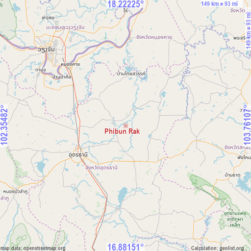 Phibun Rak on map