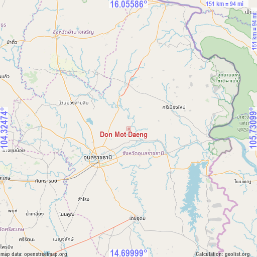 Don Mot Daeng on map