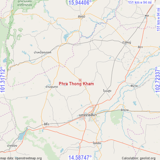 Phra Thong Kham on map