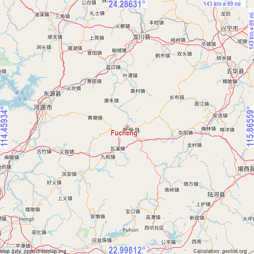 Fucheng on map