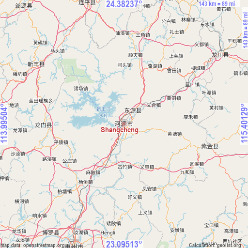 Shangcheng on map