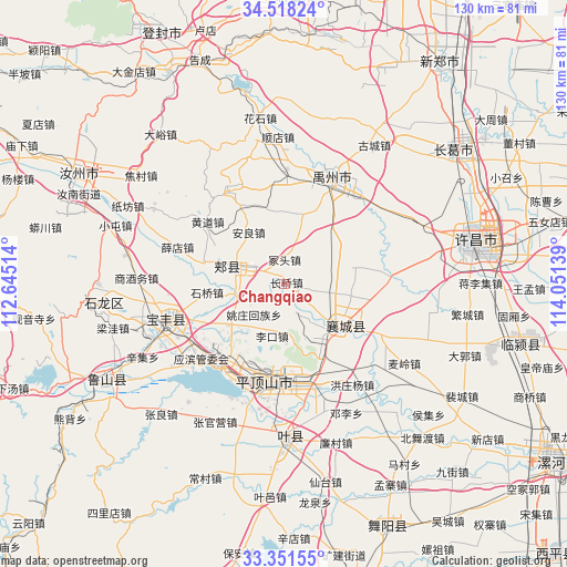 Changqiao on map