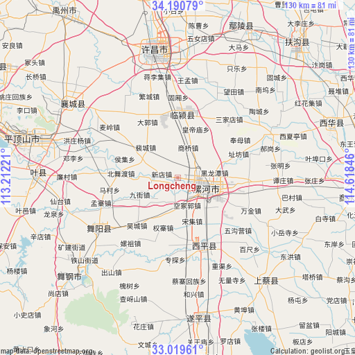 Longcheng on map