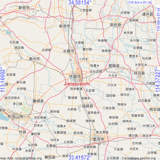Jiangguanchi on map