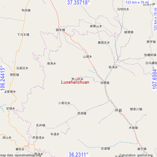 Luoshanchuan on map