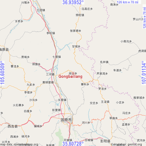 Gongbailiang on map