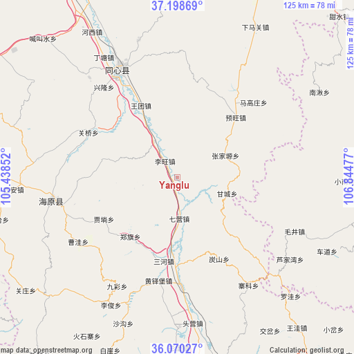 Yanglu on map