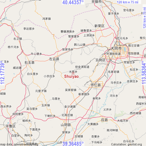 Shuiyao on map