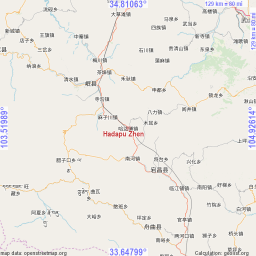 Hadapu Zhen on map