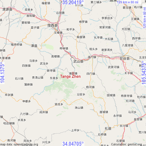 Tange Zhen on map