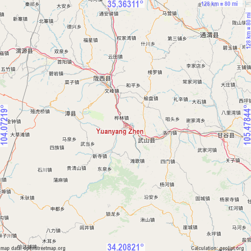 Yuanyang Zhen on map