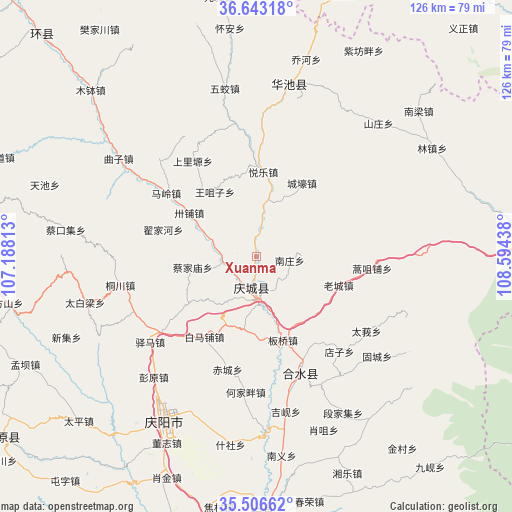 Xuanma on map