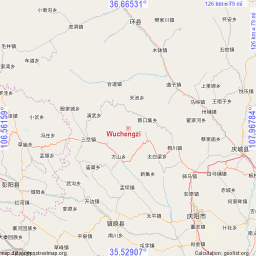 Wuchengzi on map