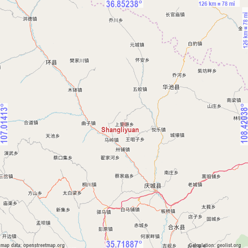 Shangliyuan on map