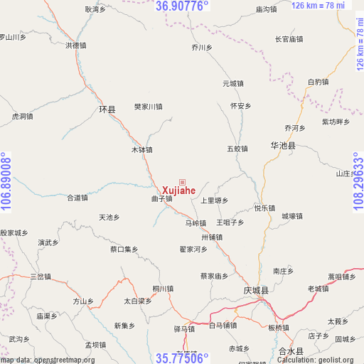 Xujiahe on map