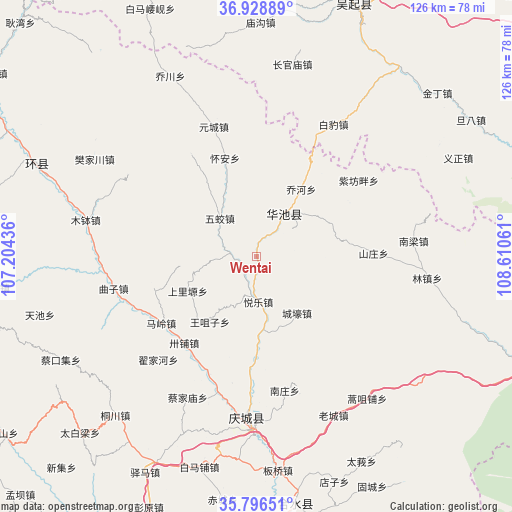 Wentai on map