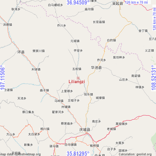 Liliangzi on map