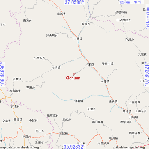 Xichuan on map