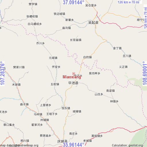 Miaoxiang on map