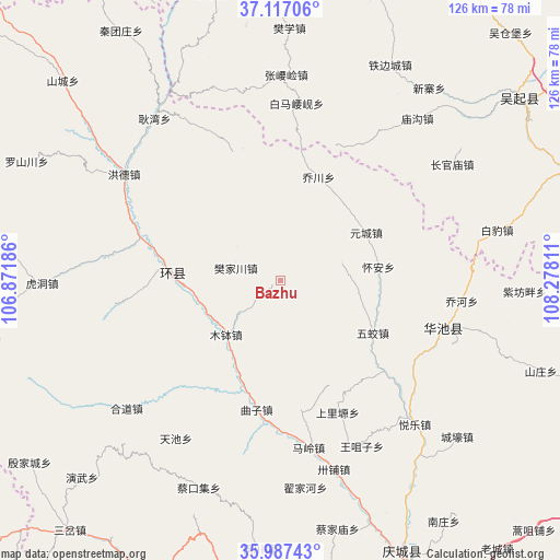 Bazhu on map