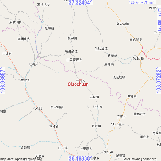 Qiaochuan on map