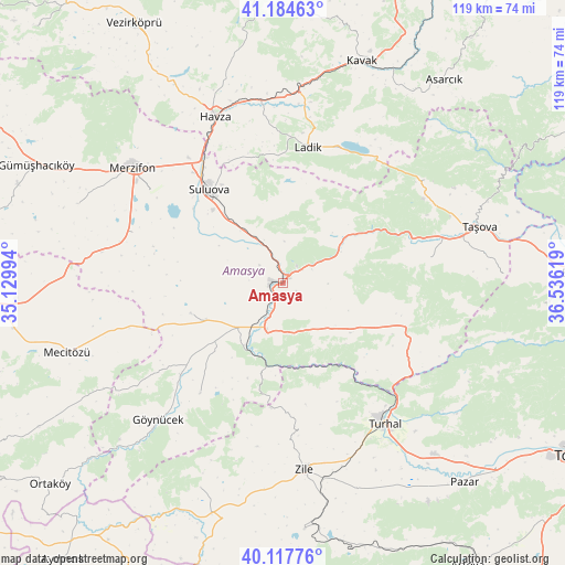 Amasya on map