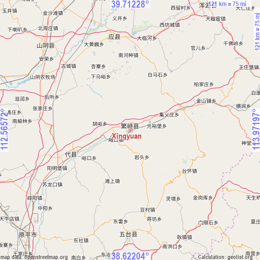 Xingyuan on map