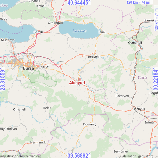 Alanyurt on map