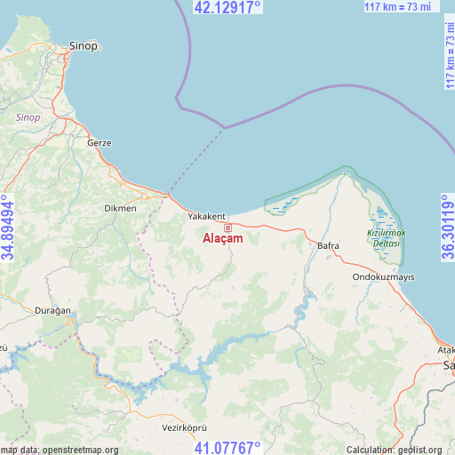 Alaçam on map