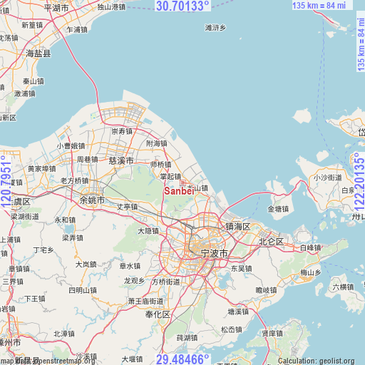 Sanbei on map