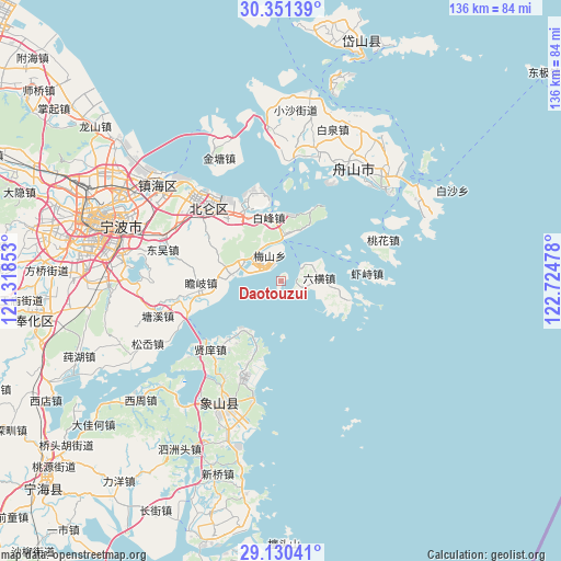 Daotouzui on map