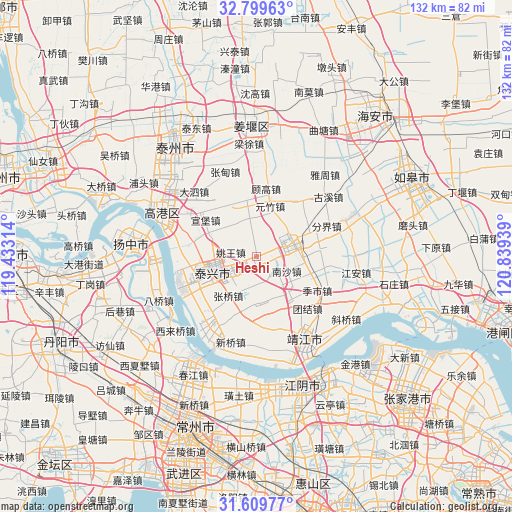 Heshi on map