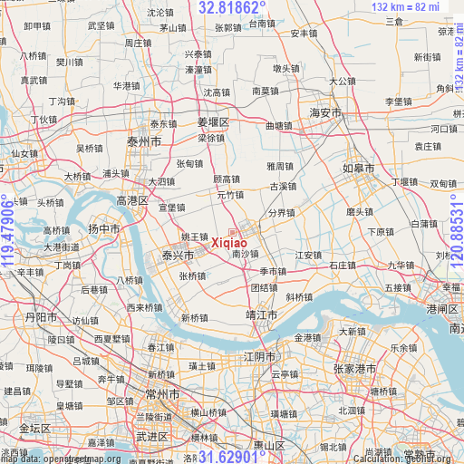 Xiqiao on map