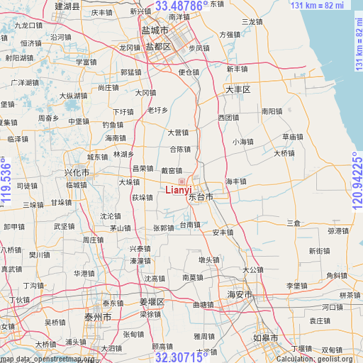 Lianyi on map