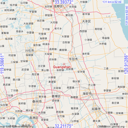 Guangshan on map