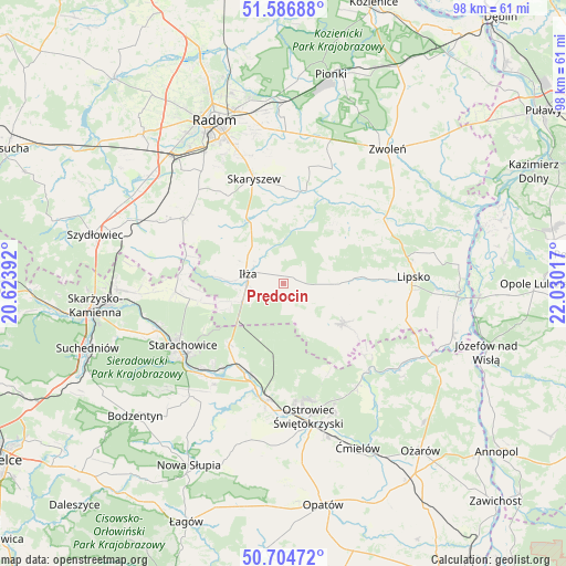 Prędocin on map