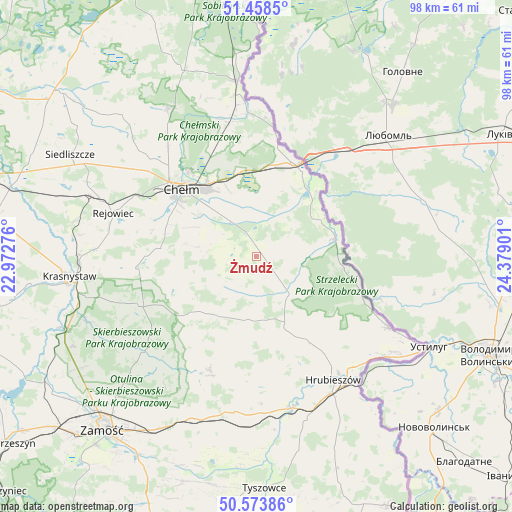 Żmudź on map