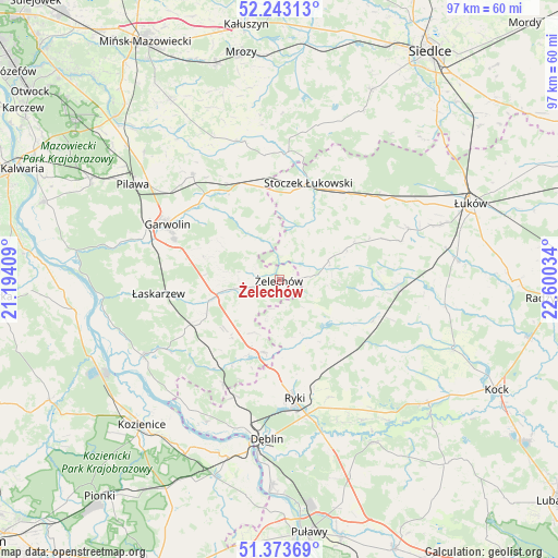 Żelechów on map