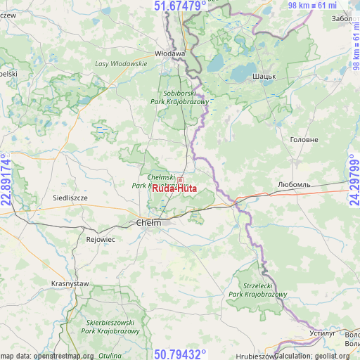 Ruda-Huta on map