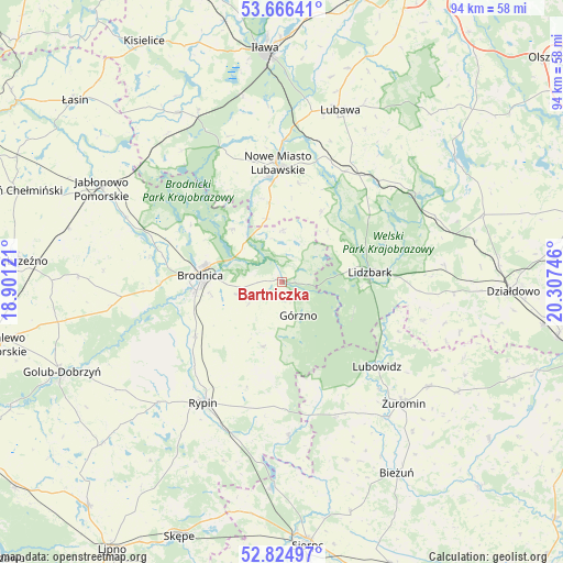 Bartniczka on map