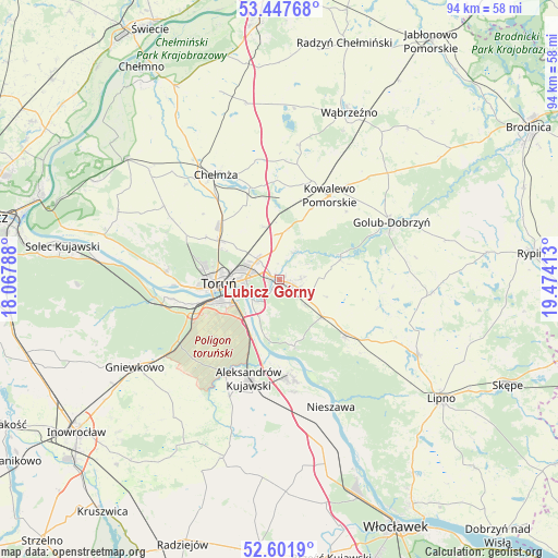 Lubicz Górny on map