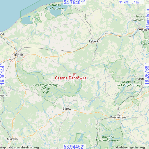 Czarna Dąbrówka on map