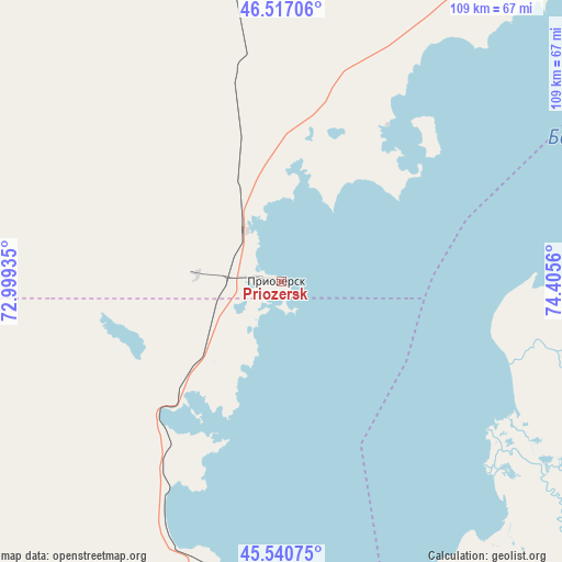 Priozersk on map
