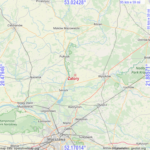 Zatory on map