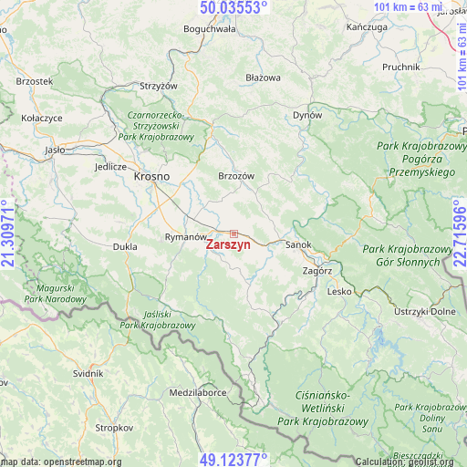 Zarszyn on map