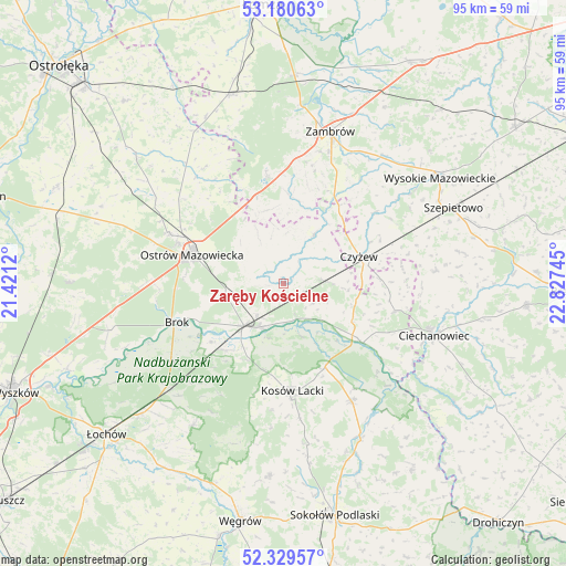 Zaręby Kościelne on map